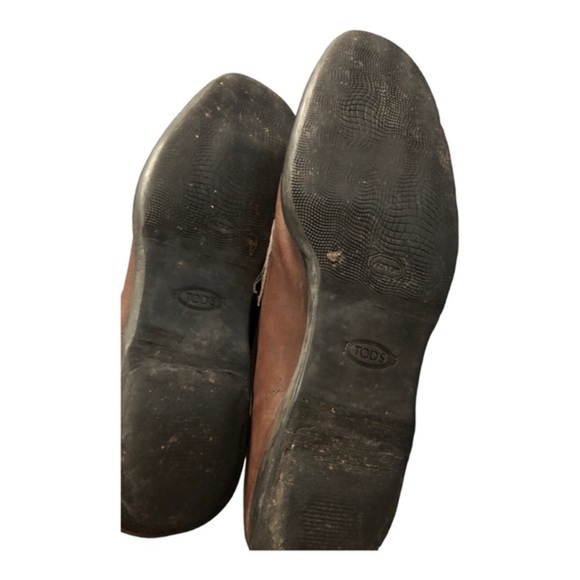 Tod’s men’s distressed look brown leather slip on leather loafers size 11.5 - Picture 14 of 14